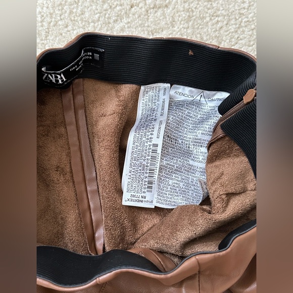 Zara chocolate brown leggings US size Small leather/ pleather - Picture 3 of 5